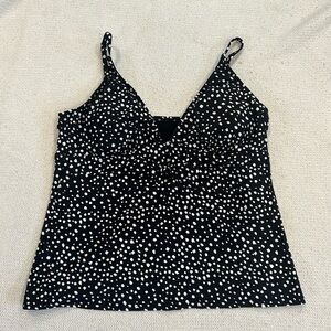 Time and Tru black and white tankini top with adjustable straps, size large